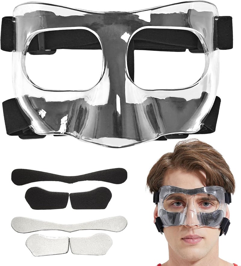 LENASETH Nose Guard for Broken Nose Adjustable Basketball Baseball Softball Face Guards Face Shield Masks for Adults and Teenagers Sports Training Nose Guard Protects Nose and Face from Injury - Image 1